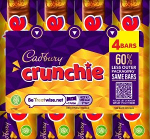 Cadbury Crunchie chocolate bar multipacks see significant plastic cut in Tesco trial