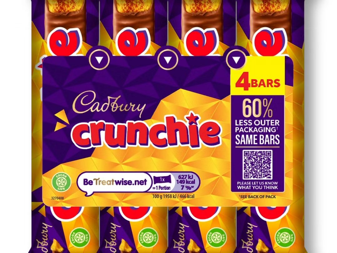 Cadbury Crunchie chocolate bar multipacks see significant plastic cut in Tesco trial