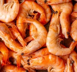 A cluster of cocktail shrimp