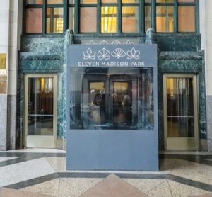 The exterior of Eleven Madison Park, the New York restaurant where chef Daniel Humm is reintroducing meat to the formerly plant-based menu.