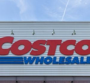 Costco storefront with company logo on display